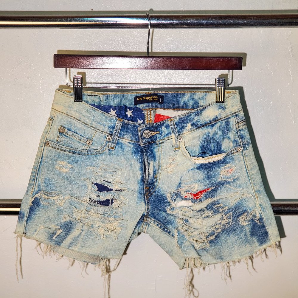 Americana USA Patriotic Distressed Shorts